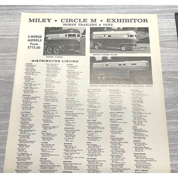 Miley Trailer Co Vintage Print Ad 1960s Horse Trailers Circle M Exhibitor - Picture 3 of 5